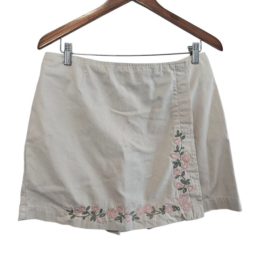 Vintage Sonoma Y2K Skort Womens Sz 14P White Floral Cottage Boho Preppy Coquette